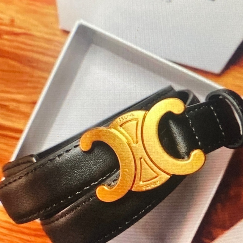 Celine Black Belt with Gold Emblem - Picture 2 of 4